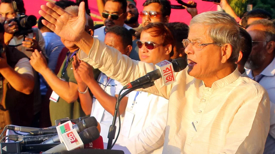 সিলেটে বিএনপির গণসমাবেশে মির্জা ফখরুল। ছবি: ফোকাস বাংলা