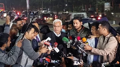 BNP Vice Chairman A ZM Zahid Hossain spoke to reporters after the meeting with the DMP Commissioner.  Photo: Collected