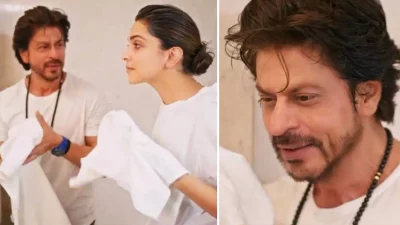 দীপিকা পাড়ুকোন ও শাহরুখ খান। ছবি: ইন্ডিয়া এক্সপ্রেস  