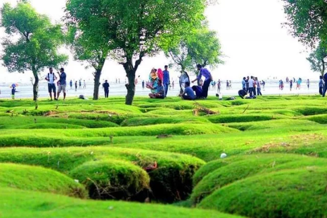 গুলিয়াখালী সি-বিচে পর্যটকের সমাগম।